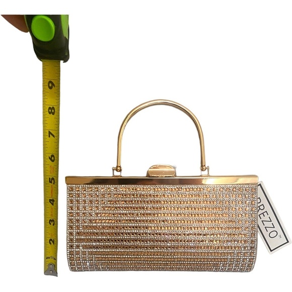 Prezzo Gold Tone Metal Rhinestone Crystal Clutch Evening Bag Purse NWT. - Picture 11 of 11